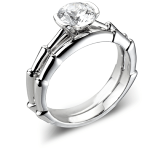 Slate Platinum Diamond Solitaire Engagement & matching Wedding Ring